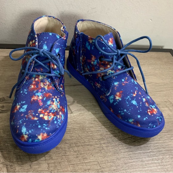 NEW! Girls AKID Brand Knight BLUE GALAXY High Top SNEAKERS Athletic SHOES  3 - Picture 5 of 7